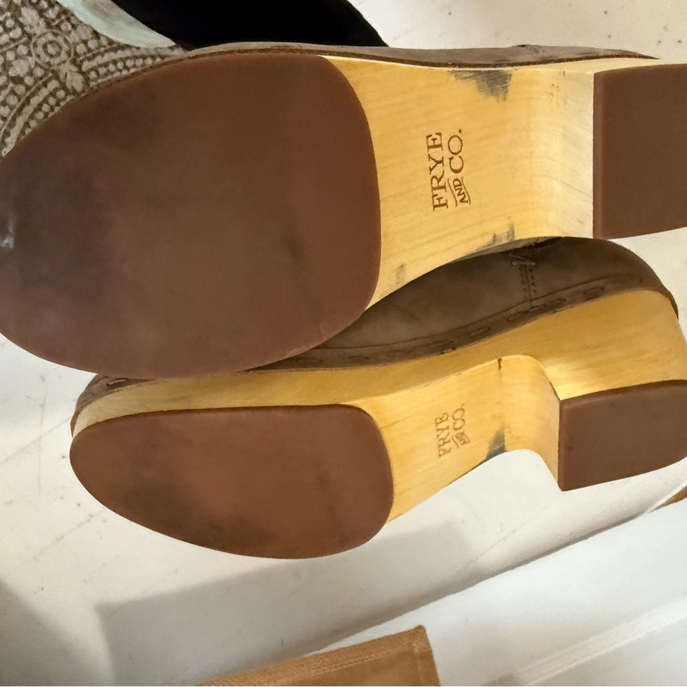 Frye and Co.Taupe Suede Clog Booties. - Picture 6 of 8